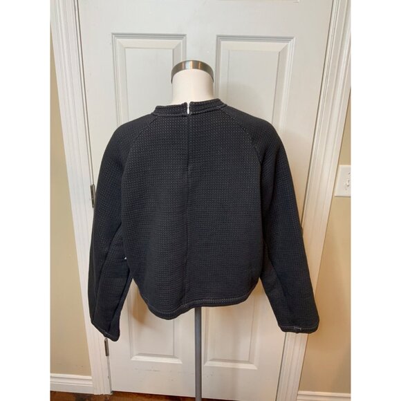 Nike Black & White Micro Dot Crew Neck Cropped Sweatshirt, Size Large - Picture 4 of 5